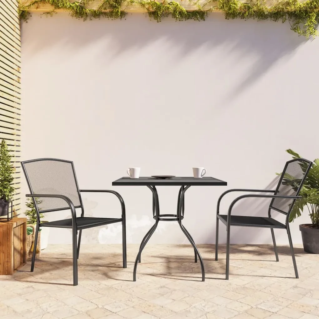 3187965 vidaXL Set de masă grădină, 3 piese, antracit, oțel