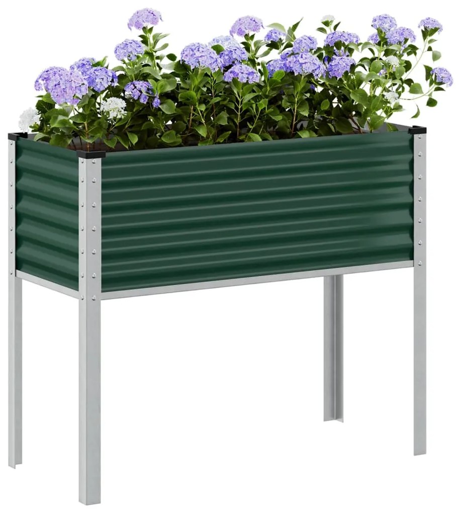 vidaXL Jardinieră de grădină, verde, 100x45x90 cm, oțel