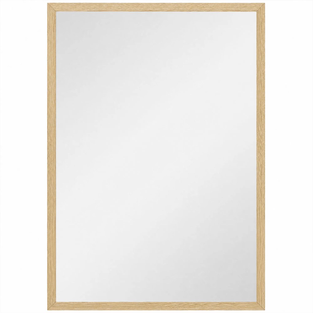 HOMCOM Oglindă de Perete din Sticlă și MDF, 50x70 cm, Culoare Lemn | Aosom Romania