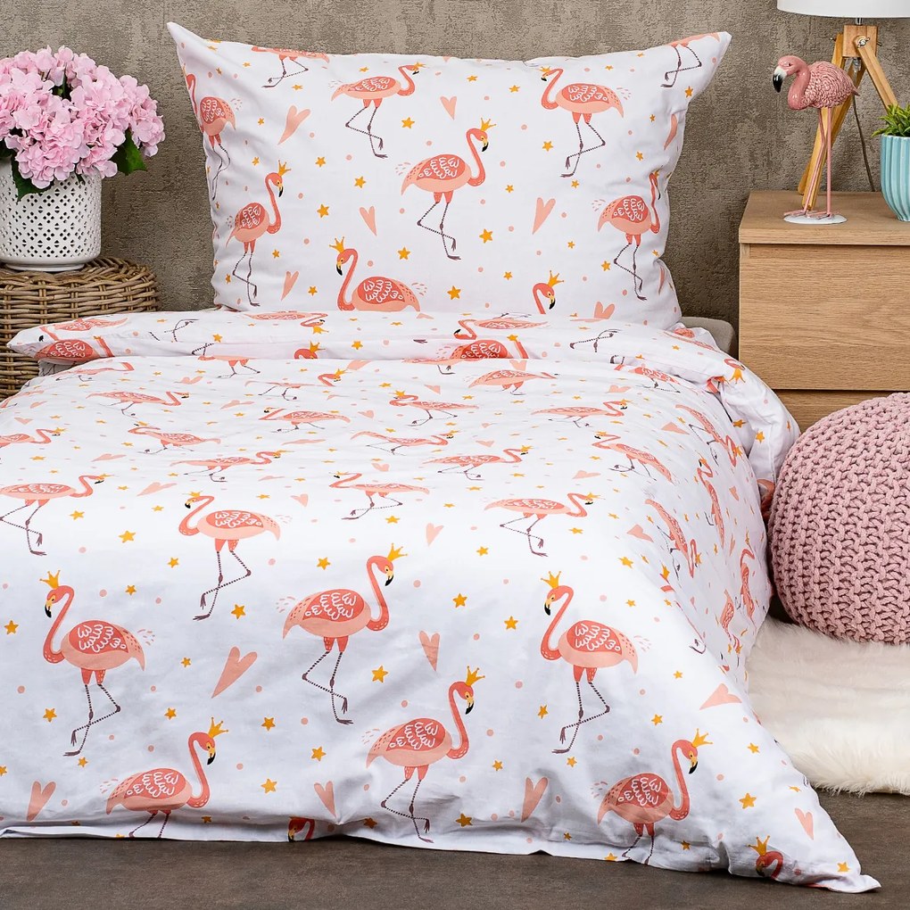Lenjerie de pat din bumbac pentru copii4Home Flamingo, 140 x 200 cm, 70 x 90 cm