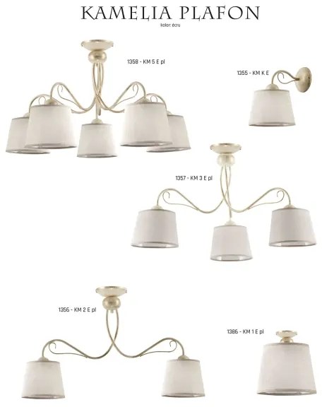 Plafonieră Jupiter 1386 KM 1 PE KAMELIA 1xE27/60W/230V