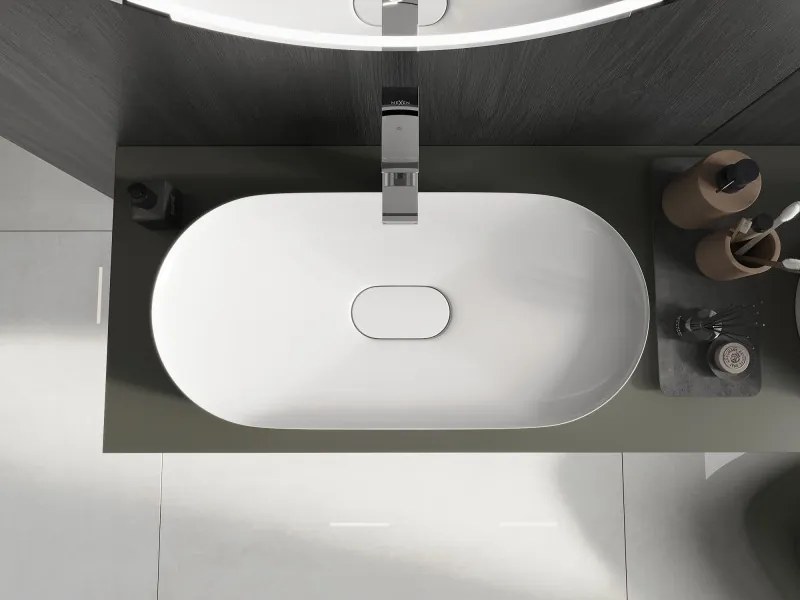 Mexen Sofia chiuvetă de blat din conglomerat 70 x 35 cm, albă - 23067001