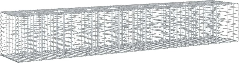 vidaXL Pat ridicat din gabion 2 pcs Argintiu 340 x 60 x 55 cm
