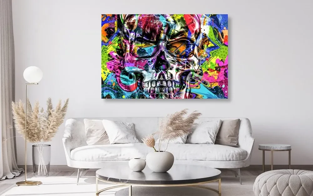 Tablou craniu de artă colorat