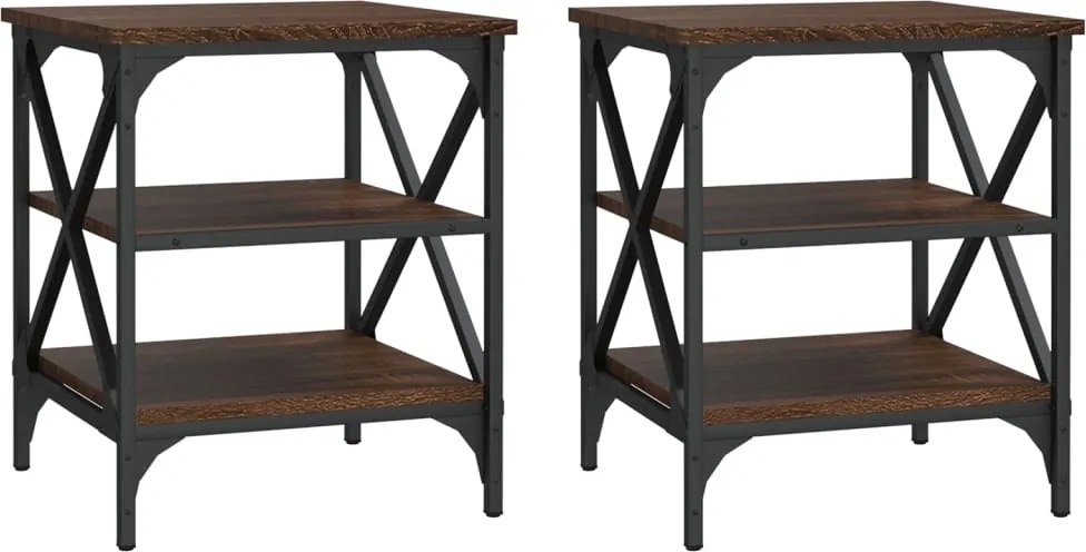 vidaXL Mese laterale, 2 buc. stejar maro 40x42x50 cm lemn prelucrat