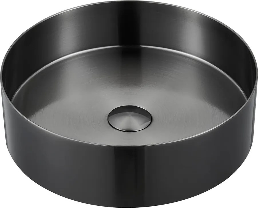 Chiuvetă neagră rotundă din oțel inoxidabil ø 38 cm Aurum – Sapho