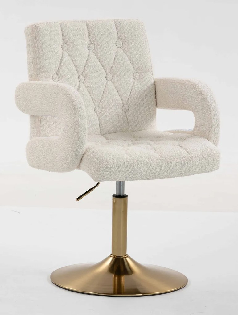 HR8404N Scaun Crem Boucle cu Bază Aurie