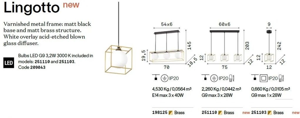 Lustra suspendata design modern LINGOTTO SP3 SINGLE
