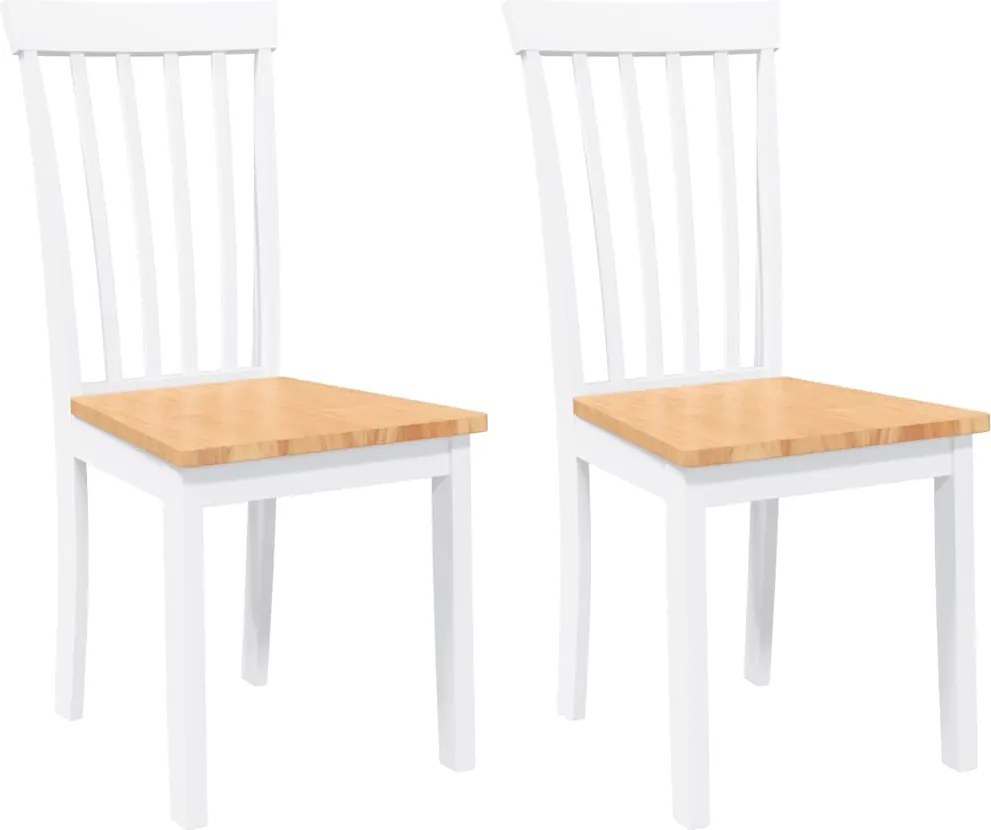 vidaXL Scaune de sufragerie 2 buc Cauciuc din lemn masiv alb