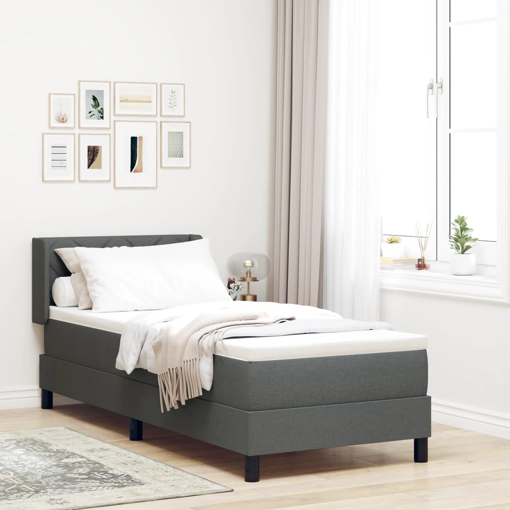 vidaXL Pat cu arcuri și saltea – gri închis, 80 x 200 cm