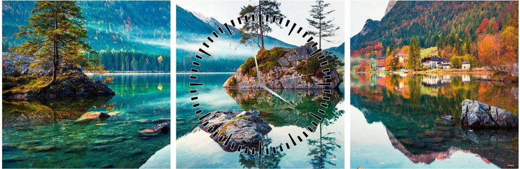 Tablou - Lacul Hintersee, Alpii Bavarezi, Austria (cu ceas) (90x30 cm)