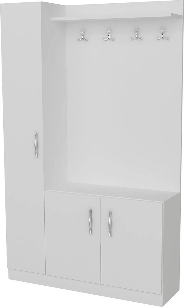 Mobilier hol NATUREL, alb, PAL melaminat, 110x32x180 cm