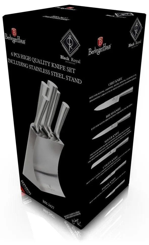 Set cutite otel inoxidabil (6 piese) Black Royal Collection Berlinger Haus BH 2427