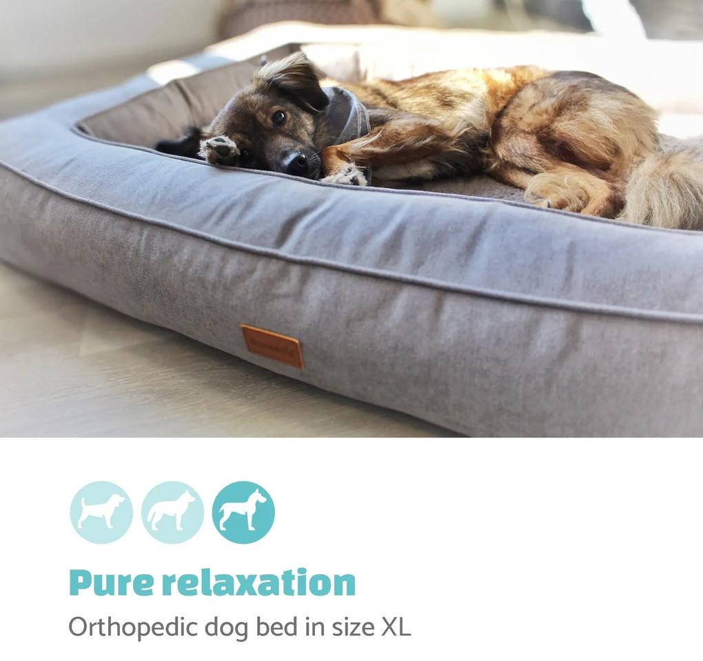 Bruno, culcuș pentru câine, coș pentru câine, lavabil, ortopedic, antiderapant, spumă cu memorie, dimensiune XL (120 × 17 × 85 cm)