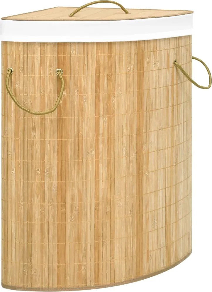 vidaXL Coș de rufe din bambus de colț, 60 L