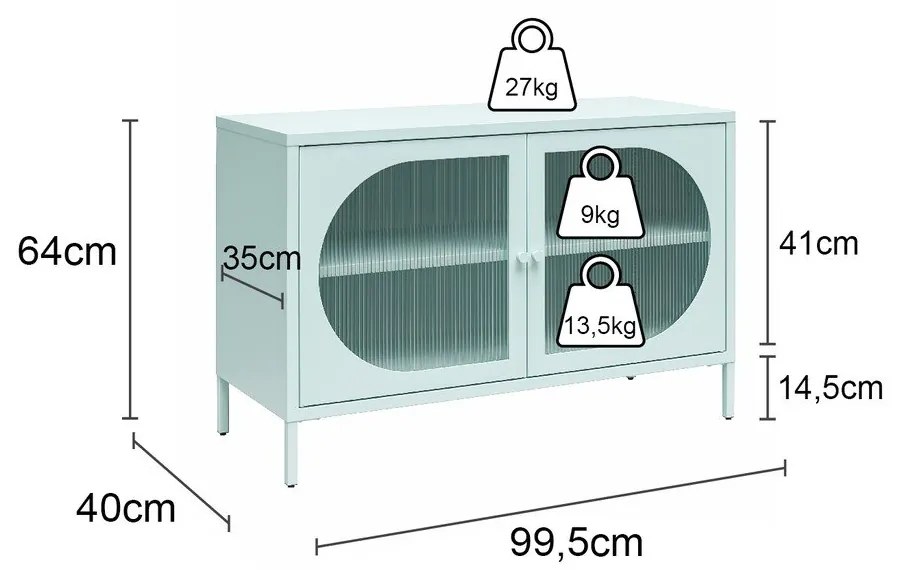 Vitrină crem din metal 100x64x40 cm Luna – Støraa
