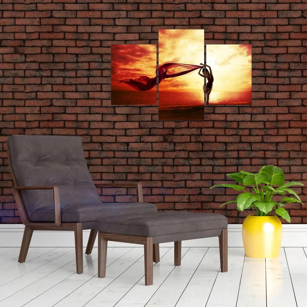 Tablou - Silueta femeii la apus de soare (90x60 cm)