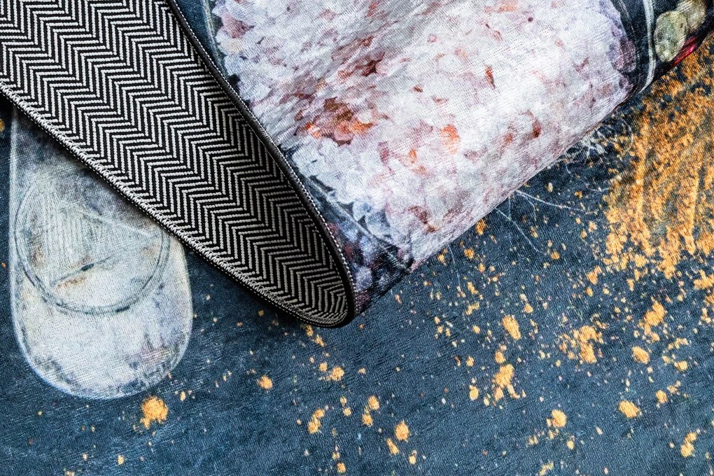 ANDRE 9002 covor lavabil linguri, condimente bucatarie, anti-alunecare - albastre / teracotă