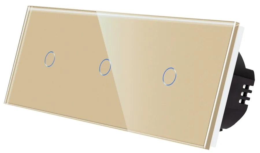 Intrerupator Simplu + Simplu + Simplu cu Touch din Sticla LUXION
