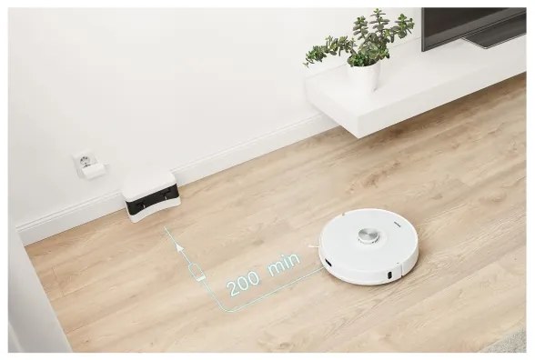 Sencor - Aspirator robot 2 în 1 cu mop, 50 W, baterie 5000 mAh, Wi-Fi, alb, telecomandă inclusă