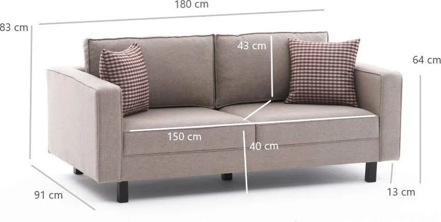 Canapea 2 locuri, Atelier del Sofa, 825BLC2736, Crem