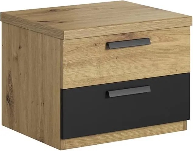 Noptieră cu sertare Sigma 22 46 cm - artisan / negru supermat