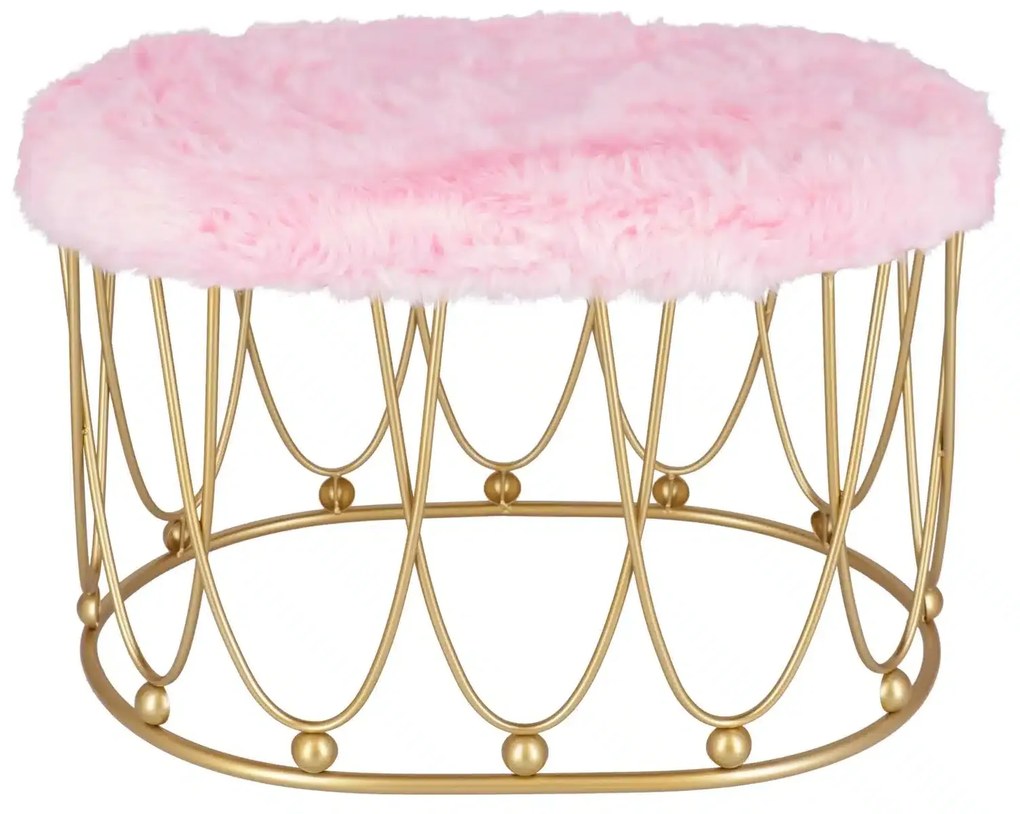 Taburet Pinky oval baza metalica aurie tapitat