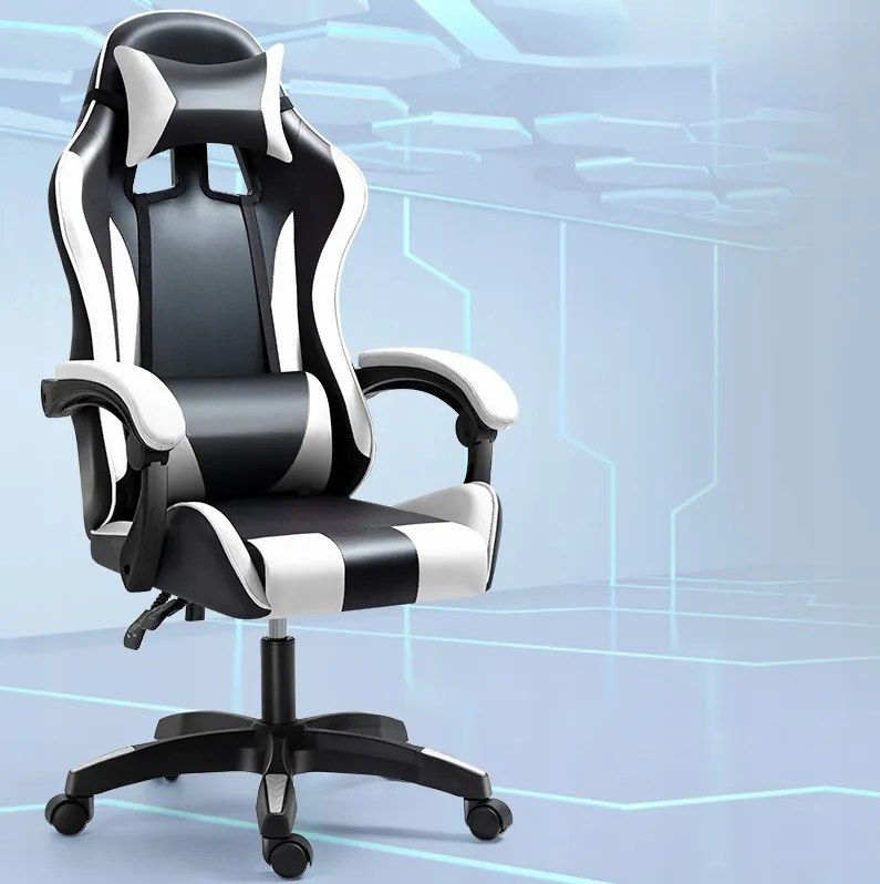 Scaun de gaming, alb-negru