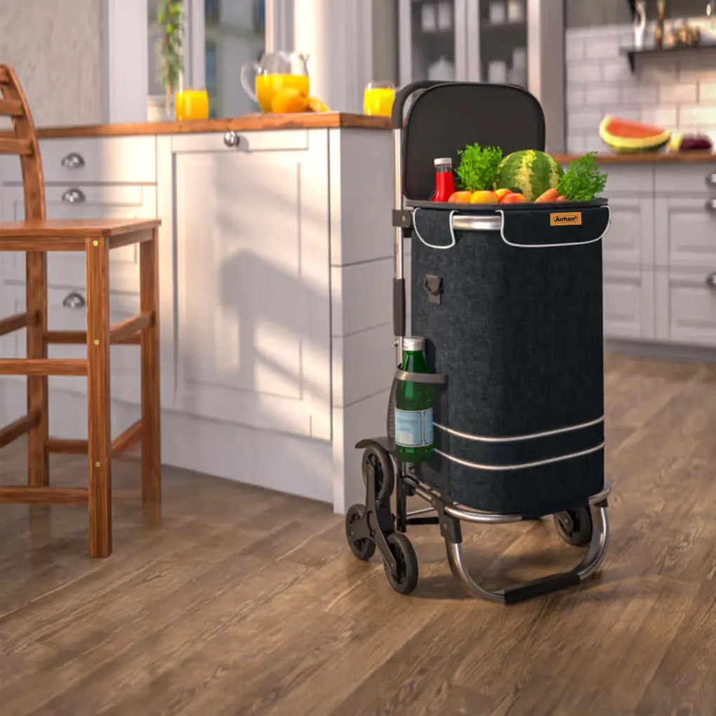 Geantă de cumpărături pe roți pentru scări COMFORT, 50L, negru Jurhan