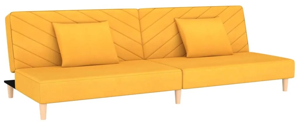 337600 vidaXL Canapea extensibilă cu 2 locuri, 2 perne, galben, textil