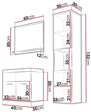 Set mobilier baie Florena (matera + alb lucios). 1122164