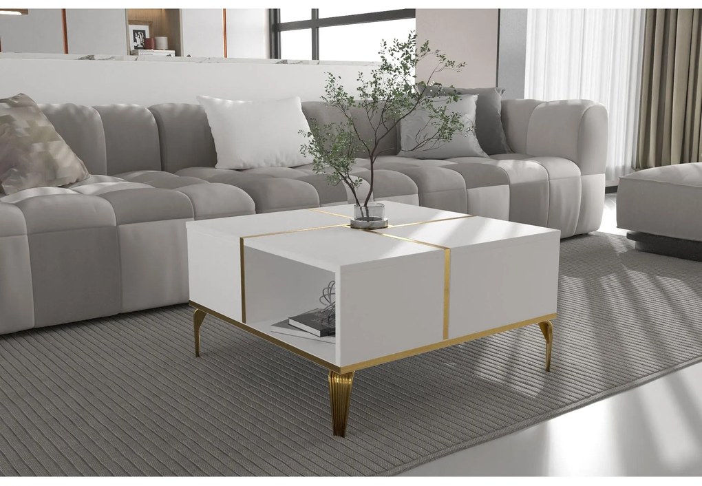 Măsuță cafea Nirvanus (alb + auriu). 1107850