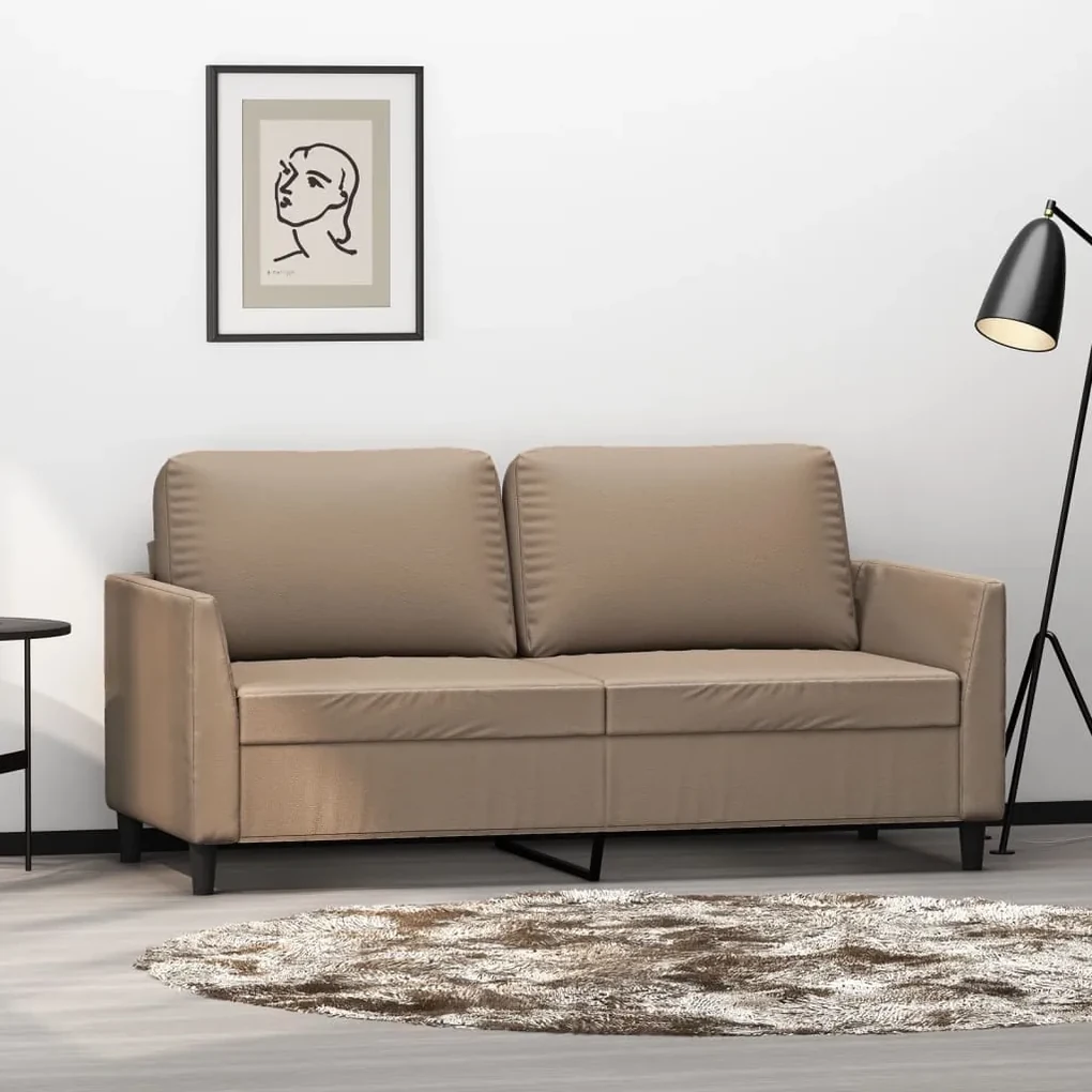 348922 vidaXL Canapea cu 2 locuri, cappuccino, 140 cm, piele ecologică
