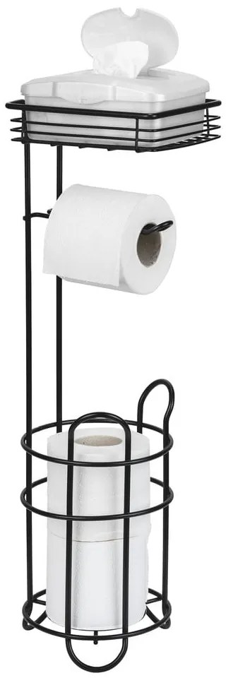 Suport pentru hârtie igienică negru din oțel – Wenko