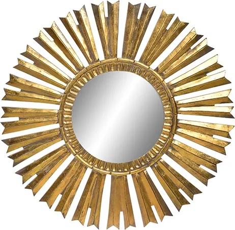 Oglinda Sun din lemn auriu 90 cm