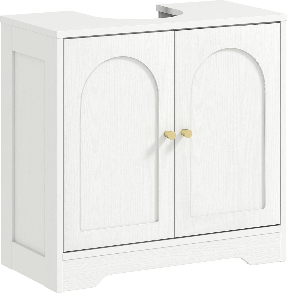 HOMCOM Dulap pentru Sub Chiuvetă cu 2 Uși Arcuite - Alb | Aosom Romania