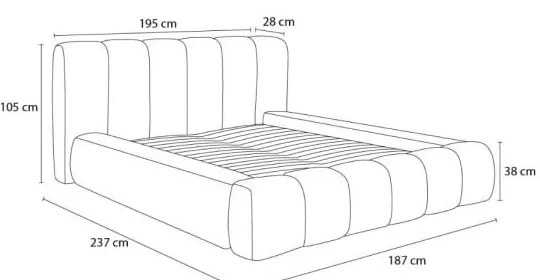 Pat matrimonial bej tapițat cu spațiu de depozitare cu somieră 140x190 cm Denali – Bobochic Paris