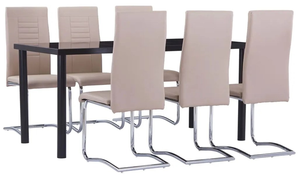 Set mobilier de bucatarie, 7 piese, cappuccino, piele ecologica Cappuccino, 7