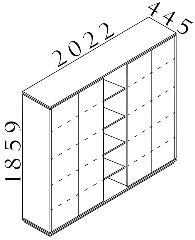 Dulap înalt Creator 202,2 x 44,5 x 185,9 cm, alb / wenge