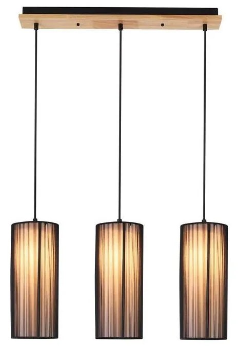 Lustră suspendată pe cablu KIOTO 3xE27/40W/230V negru/fag