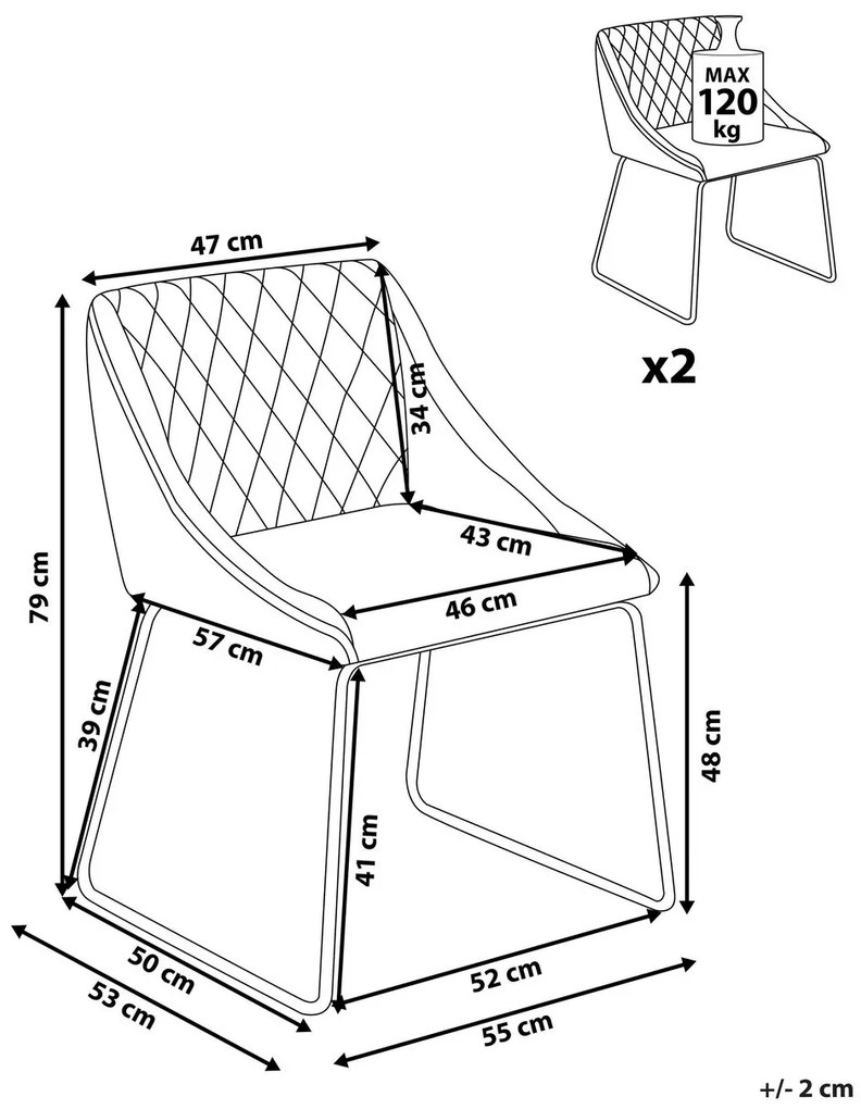 Set 2 buc. scaune pentru sufragerie Aricata (albastru marin). 1009954
