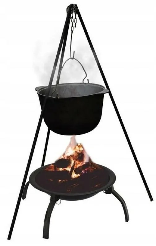 Focar de grădină cu capac negru, diametru 56 x39,5 cm