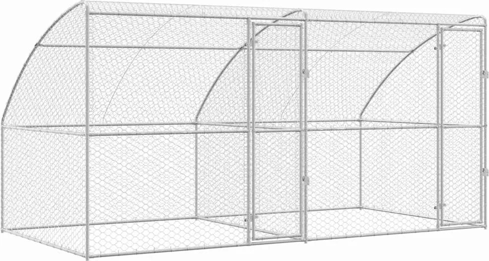vidaXL Cușcă pentru câini 2 pcs Argintiu 4 x 2 x 2 m Oțel galvanizat