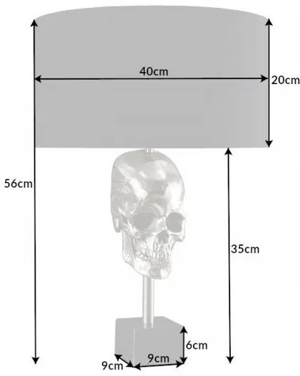 Veioza, Lampa de masa moderna Skull negru/ argintiu