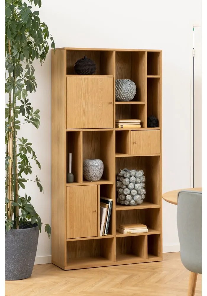 Bibliotecă în culoare naturală cu aspect de lemn de stejar 90x180 cm Rangoon – Actona