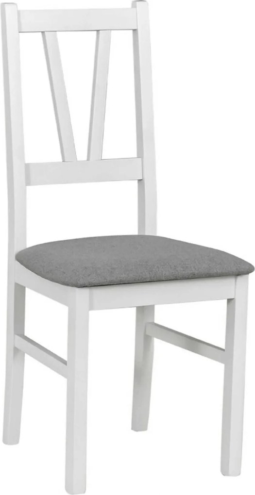 Scaun FILO, alb/gri, stofa clasica/lemn, 43x50x94 cm