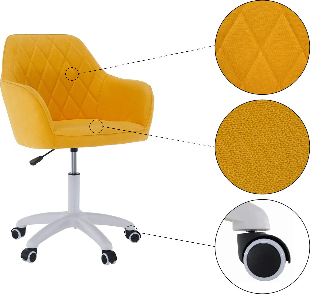 Scaun de birou, material galben/alb, SANTY