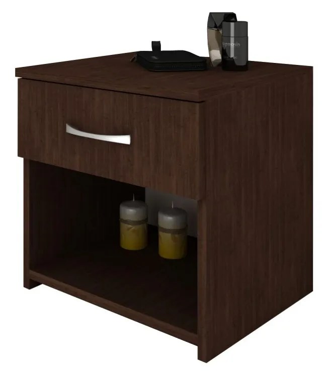 Noptiera Remi, 1 Sertar, Wenge, 40 x 35 x 40 cm