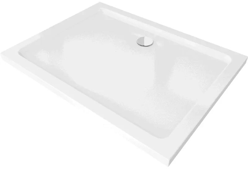 Mexen Flat cadă pentru duș dreptunghiulară slim 90 x 80 cm, Albă, sifon Crom - 40108090