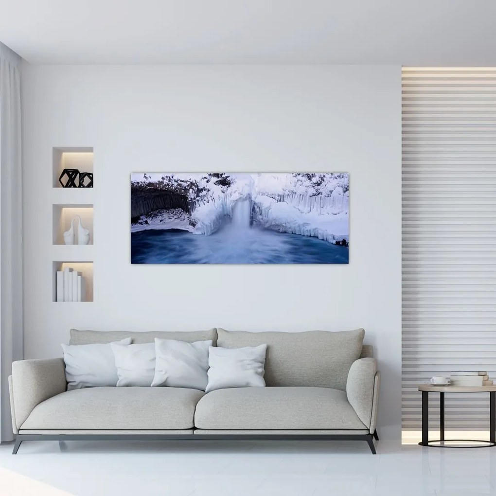 Tablou cu cascadele iarna (120x50 cm)